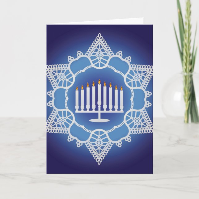 Tarjeta Festiva Celebración de Hanukkah - Diseño elegante (Anverso)