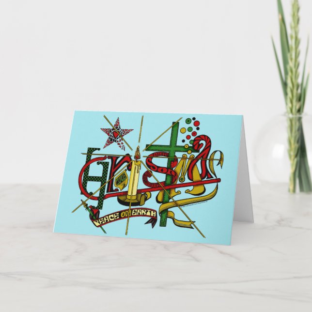 Tarjeta Festiva ¡Celebración de la bandera del NAVIDAD! (Anverso)