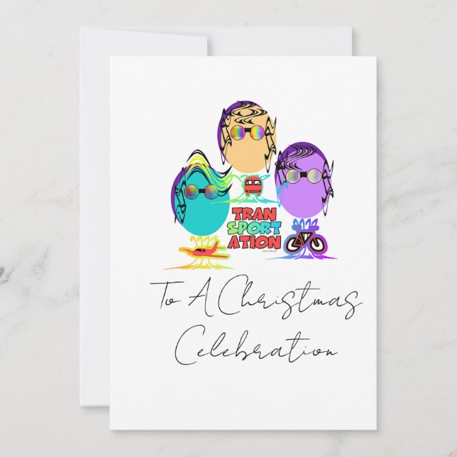 Tarjeta Festiva Celebración de Navidades de la Caricatura de Trans (Anverso)