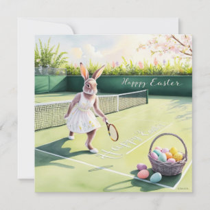 Tarjeta Festiva Celebración de Pascua de Jugador de Conejo de Teni