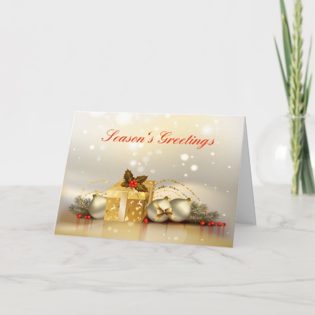Tarjeta Festiva Celebración de vacaciones de oro (Anverso)