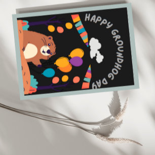 Tarjeta Festiva Celebración del Día de la Marmota: ¿Sombra o Brill
