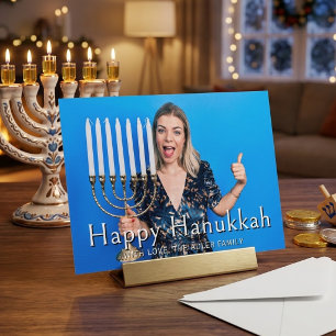 Tarjeta Festiva Celebración familiar de Menorá de Janucá feliz
