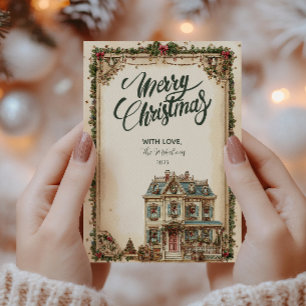 Tarjeta Festiva Celebración festiva de Navidades de Winter House
