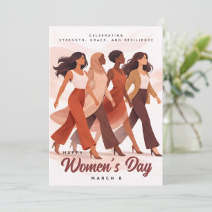 Tarjeta Festiva Celebración moderna del Día Feliz de la Mujer 8 de