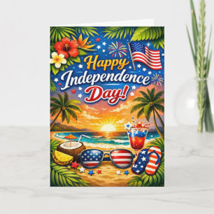 Tarjeta Festiva Celebración Patriótica Tropical Día de la Independ