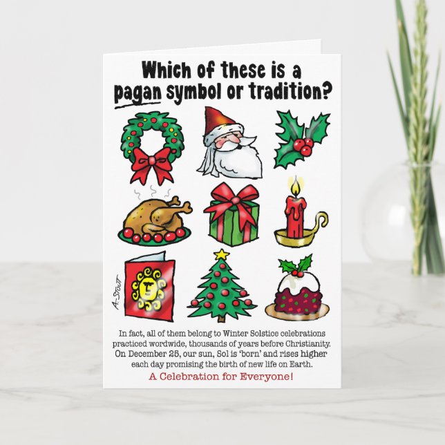 TARJETA FESTIVA CELEBRACIÓN Y SÍMBOLOS PAGANOS - (Anverso)