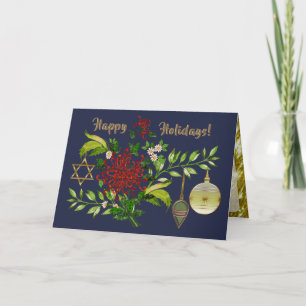 Tarjeta Festiva Celebrar a los Navidades y a Hanukkah personalizad