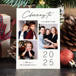 Tarjeta Festiva Celebrar el Año Nuevo con una foto moderna de 3