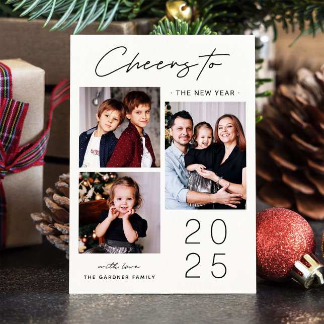 Tarjeta Festiva Celebrar el Año Nuevo con una foto moderna de 3 (Subido por el creador)