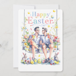 Tarjeta Festiva Celebrar Pascua con amor homosexual