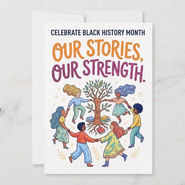 Tarjeta Festiva Celebrate Black History Month - Our Stories (Anverso)