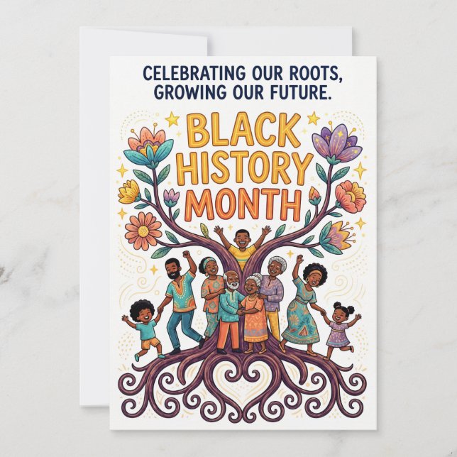 Tarjeta Festiva Celebrating Our Roots, Growing Our Future BHM (Anverso)