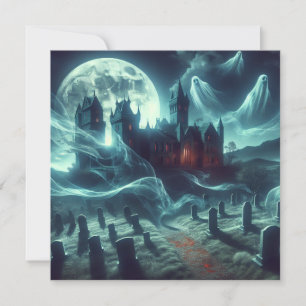 Tarjeta Festiva Cementerio de Castillo de Scary Halloween