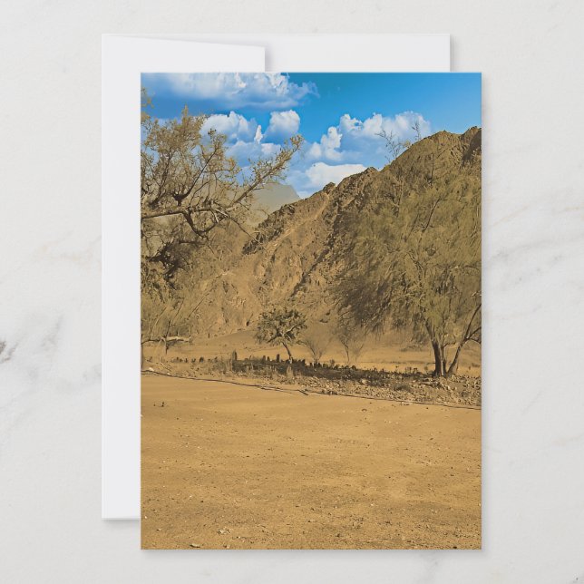 Tarjeta Festiva Cementerio en las montañas Hajar de los Emiratos Á (Anverso)