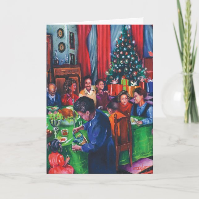 Tarjeta Festiva Cena conmovedora de la familia (Anverso)
