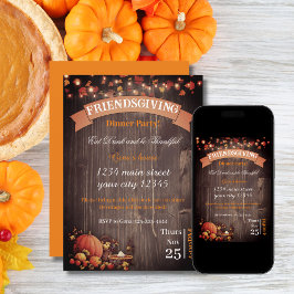 Tarjeta Festiva Cena de Acción de Gracias - Calabaza Rustica Woods