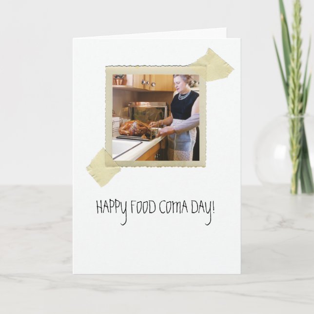 Tarjeta Festiva Cena de Acción de Gracias Coma Humor (Anverso)