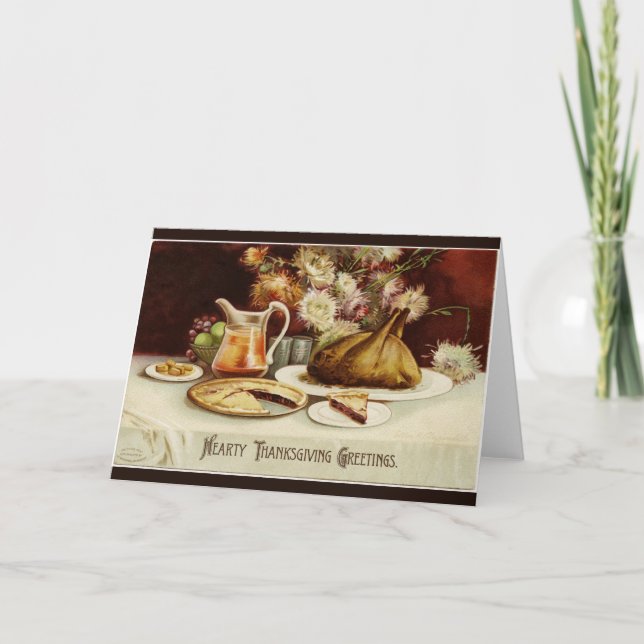 Tarjeta Festiva Cena de acción de gracias de corazón (Anverso)