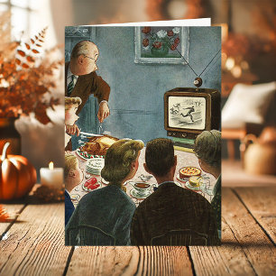 Tarjeta Festiva Cena de Acción de Gracias de Fútbol Vintage