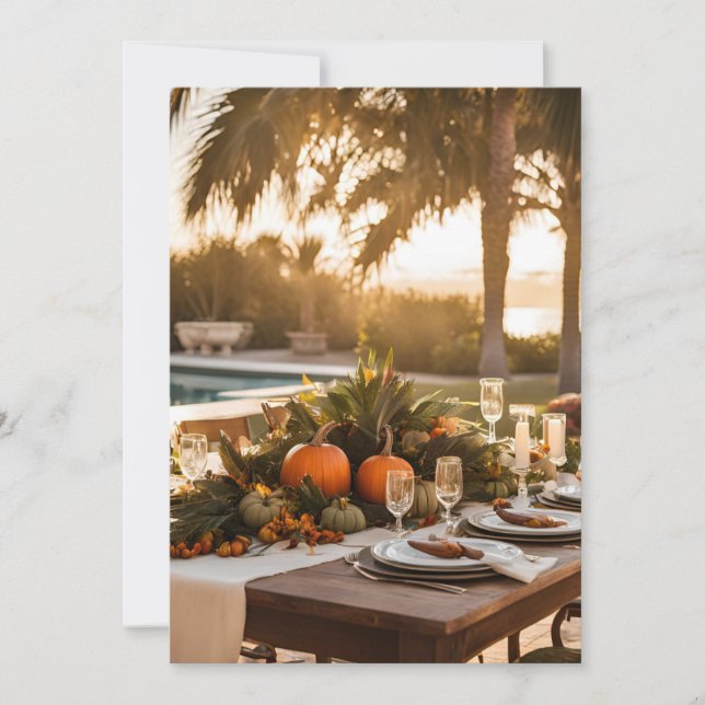 Tarjeta Festiva Cena de Acción de Gracias en los trópicos (Anverso)