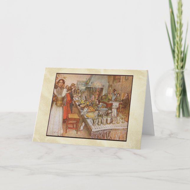 Tarjeta Festiva Cena de la Nochebuena de Carl Larsson (Anverso)