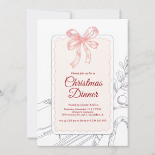 Tarjeta Festiva Cena de Navidades de arte de la línea Minimalista 
