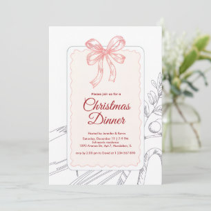 Tarjeta Festiva Cena de Navidades de arte de la línea Minimalista