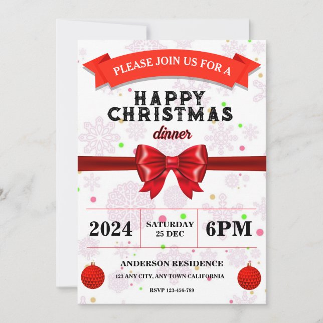 Tarjeta Festiva Cena de Navidades felices (Anverso)
