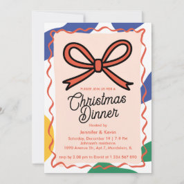 Tarjeta Festiva Cena de Navidades modernos con resplandor rojo