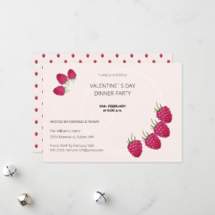 Tarjeta Festiva Cena de San Valentín Acuarela Frambuesa