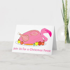 Tarjeta Festiva Cena divertida de Navidades de Flamingo