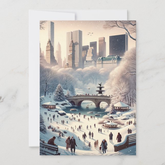 Tarjeta Festiva Central Park in the Snow: Navidades de Nueva York (Anverso)