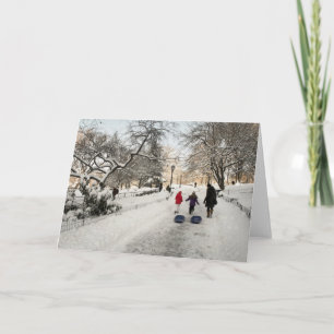 Tarjeta Festiva Central Park Sledding