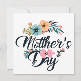 Tarjeta Festiva Centro de Día de la Madre Flores Naranja Aqua Pink