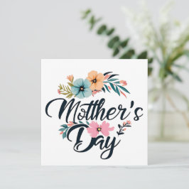 Tarjeta Festiva Centro de Flores del Día de la Madre Naranja Aqua 