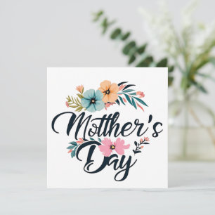 Tarjeta Festiva Centro de Flores del Día de la Madre Naranja Aqua 