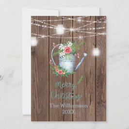 Tarjeta Festiva Cepillo de madera de grano Guión Feliz Floral navi