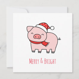 Tarjeta Festiva Cerdito Rosa Divertido y Alegre Minimalista de Vac