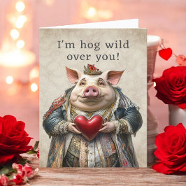 Tarjeta Festiva Cerdo Divertido Loco Por Ti San Valentín
