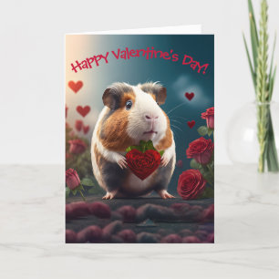 Tarjeta Festiva Cerdo guineano con El día de San Valentín de coraz
