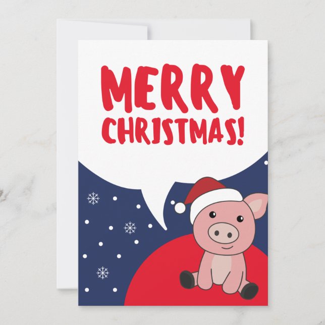 Tarjeta Festiva Cerdo Merry Christmas Animals Cerdos (Anverso)