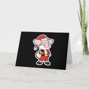 Tarjeta Festiva cerdo navidades santa claus