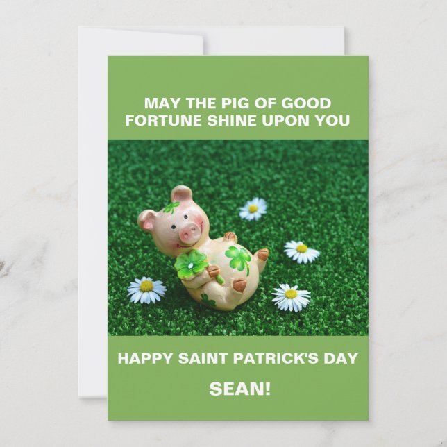 TARJETA FESTIVA CERDO PERSONALIZADO DEL DÍA DE ST PATRICK DE LA (Anverso)