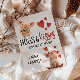 Tarjeta Festiva Cerdos Divertidos & Besos | Día de San Valentín