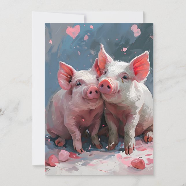 Tarjeta Festiva Cerdos mini San Valentín (Anverso)