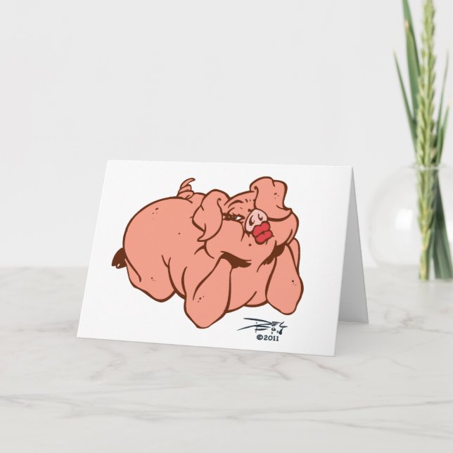 Tarjeta Festiva Cerdos y besos (Anverso)