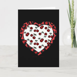 Tarjeta Festiva Cerezas RAB Corazón de Estampado de Leopardo Rocka