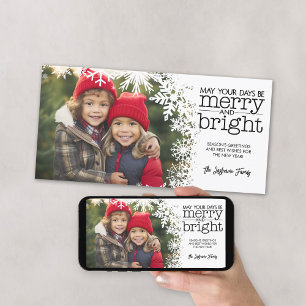 Tarjeta Festiva Cerezo y brillante - Copos de nieve blancos con fo