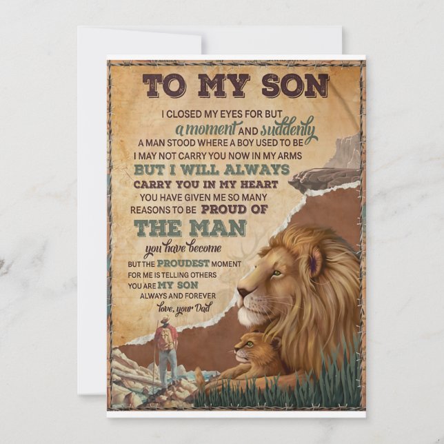 Tarjeta Festiva Cerré mis ojos solo por un momento - Papá a hijo  (Anverso)